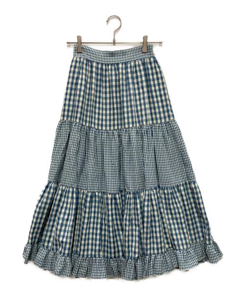 POPPY（ポピー）POPPY (ポピー) ティアードスカート ブルー サイズ:Mの古着・服飾アイテム
