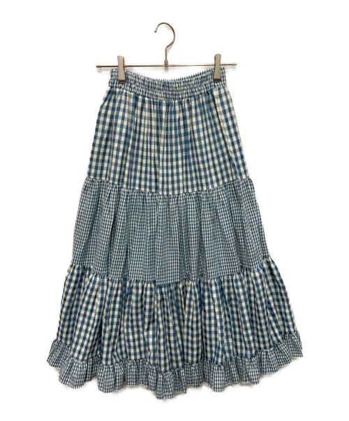 POPPY（ポピー）POPPY (ポピー) ティアードスカート ブルー サイズ:Mの古着・服飾アイテム