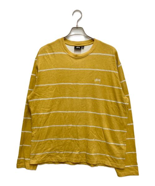 stussy（ステューシー）stussy (ステューシー) ボーダーカットソー イエロー サイズ:XLの古着・服飾アイテム