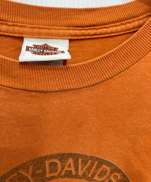 HARLEY-DAVIDSON（ハーレーダビッドソン）HARLEY-DAVIDSON (ハーレーダビッドソン) フレイムパターンプリントカットソー オレンジ サイズ:XXLの古着・服飾アイテム