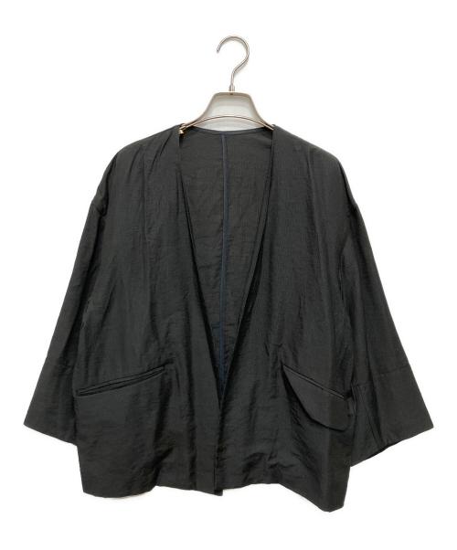 SIMPLICITE（シンプリシテ）SIMPLICITE (シンプリシテ) ノーカラーハーフスリーブジャケット グレー サイズ:freeの古着・服飾アイテム