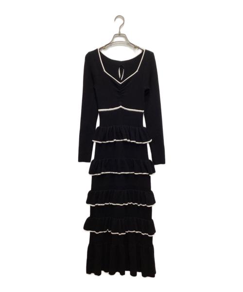 Resexxy（リゼクシー）Resexxy (リゼクシー) フリルデザインIラインニットワンピース ブラック サイズ:freeの古着・服飾アイテム
