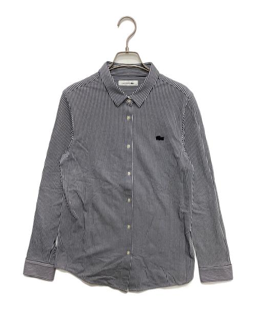 LACOSTE（ラコステ）LACOSTE (ラコステ) コットン混ストライプシャツ ブラック×ホワイト サイズ:40の古着・服飾アイテム