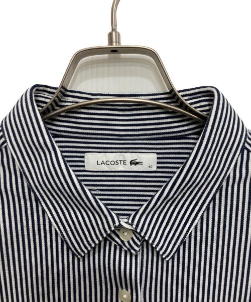 LACOSTE（ラコステ）LACOSTE (ラコステ) コットン混ストライプシャツ ブラック×ホワイト サイズ:40の古着・服飾アイテム