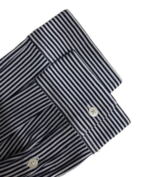 LACOSTE（ラコステ）LACOSTE (ラコステ) コットン混ストライプシャツ ブラック×ホワイト サイズ:40の古着・服飾アイテム