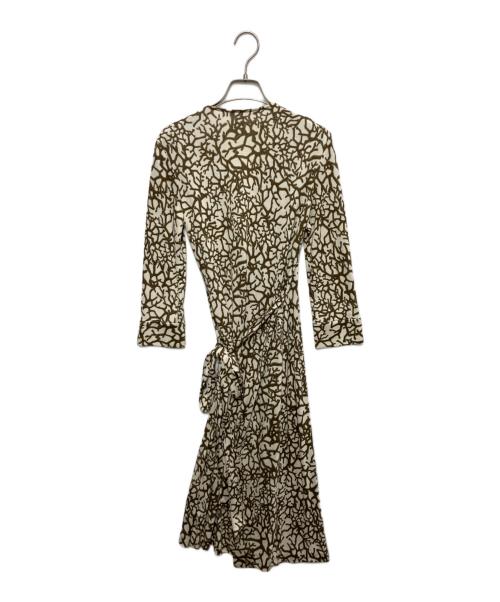 DIANE VON FURSTENBERG（ダイアンフォンファステンバーグ）DIANE VON FURSTENBERG (ダイアンフォンファステンバーグ) シルクジャージー ラップワンピース ベージュ サイズ:4の古着・服飾アイテム