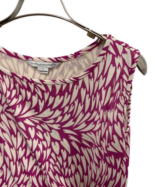DIANE VON FURSTENBERG（ダイアンフォンファステンバーグ）DIANE VON FURSTENBERG (ダイアンフォンファステンバーグ) シルクジャージー ノースリーブワンピース パープル サイズ:4の古着・服飾アイテム