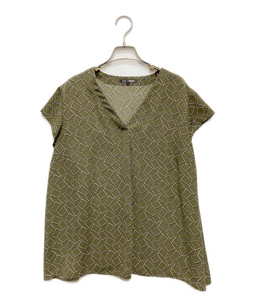 23区（ニジュウサンク）23区 (ニジュウサンク) RATTI (ラッチ) フレンチスリーブブラウス カーキ サイズ:46の古着・服飾アイテム