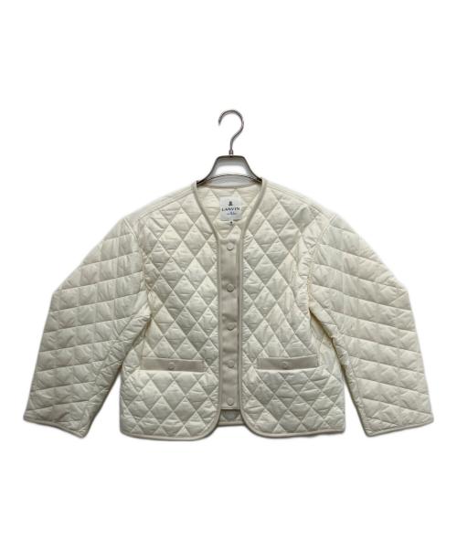 LANVIN en Bleu（ランバンオンブルー）LANVIN en Bleu (ランバンオンブルー) フェイクレザーコンビキルティングジャケット ホワイト サイズ:36の古着・服飾アイテム