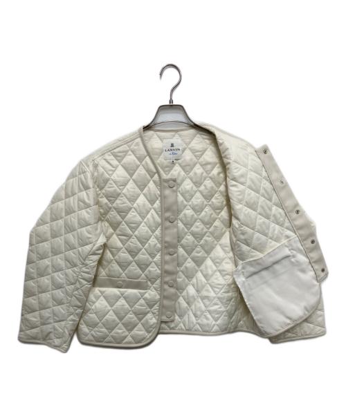 LANVIN en Bleu（ランバンオンブルー）LANVIN en Bleu (ランバンオンブルー) フェイクレザーコンビキルティングジャケット ホワイト サイズ:36の古着・服飾アイテム