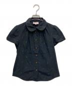 Vivienne Westwood RED LABELヴィヴィアンウエストウッドレッドレーベル）の古着「オーブ刺繍ストライプブラウス」｜ブラック