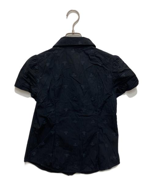 Vivienne Westwood RED LABEL（ヴィヴィアンウエストウッドレッドレーベル）Vivienne Westwood RED LABEL (ヴィヴィアンウエストウッドレッドレーベル) オーブ刺繍ストライプブラウス ブラック サイズ:1の古着・服飾アイテム