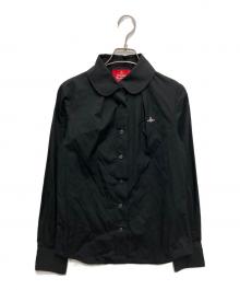 Vivienne Westwood RED LABEL（ヴィヴィアンウエストウッドレッドレーベル）の古着「オーブ刺繍丸襟シャツ」｜ブラック