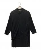 Yohji Yamamoto pour hommeヨウジヤマモト プールオム）の古着「アシンメトリーメッセージプリントカーディガン」｜ブラック