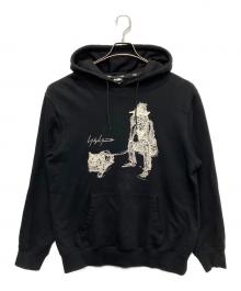 Yohji Yamamoto pour homme×New Era（ヨウジヤマモト プールオム×ニューエラ）の古着「Yuuka Asakura DRAWING PRINT SWEAT PULLOVER HOODIE」｜ブラック