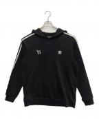 Y's×adidasワイズ×アディダス）の古着「Back Flower Print 3-Stripe Pullover Hoodie」｜ブラック