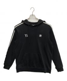 Y's×adidas（ワイズ×アディダス）の古着「Back Flower Print 3-Stripe Pullover Hoodie」｜ブラック
