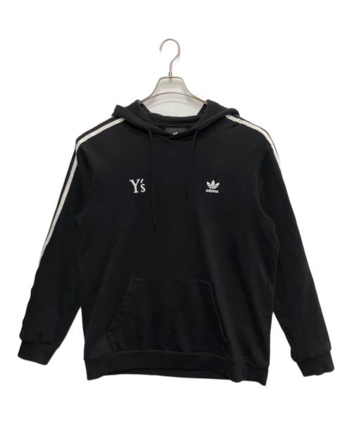 Y's（ワイズ）Y's (ワイズ) adidas (アディダス) Back Flower Print 3-Stripe Pullover Hoodie ブラック サイズ:Lの古着・服飾アイテム