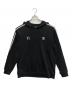 Y's（ワイズ）の古着「Back Flower Print 3-Stripe Pullover Hoodie」｜ブラック