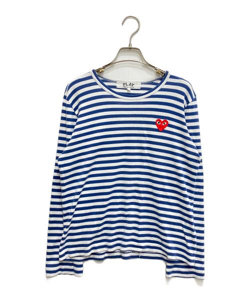 PLAY COMME des GARCONS（プレイコムデギャルソン）PLAY COMME des GARCONS (プレイコムデギャルソン) ボーダーカットソー ブルー サイズ:Lの古着・服飾アイテム