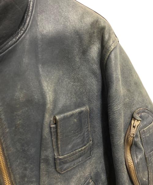 French Army（フランス軍）French Army (フランス軍) レザーパイロットジャケット ネイビー サイズ:不明の古着・服飾アイテム