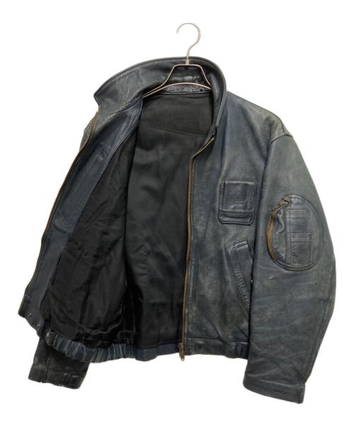 French Army（フランス軍）French Army (フランス軍) レザーパイロットジャケット ネイビー サイズ:不明の古着・服飾アイテム