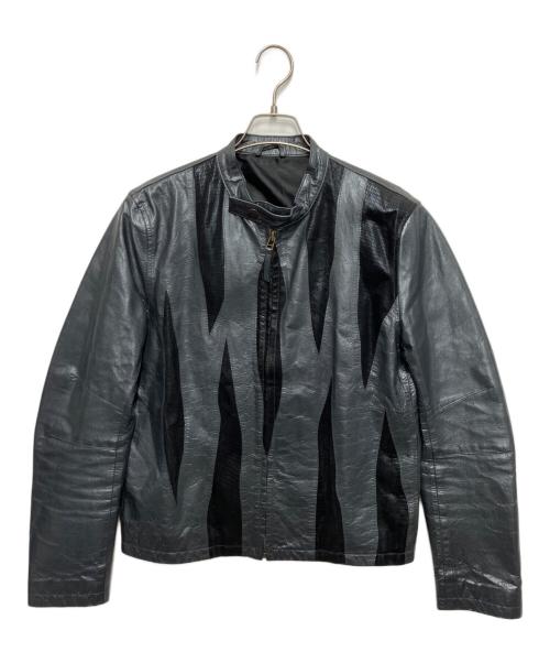 FICCE（フィッチェ）FICCE (フィッチェ) 切替レザージャケット グレー×ブラック サイズ:Lの古着・服飾アイテム