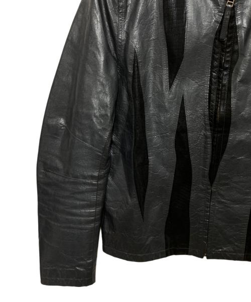 FICCE（フィッチェ）FICCE (フィッチェ) 切替レザージャケット グレー×ブラック サイズ:Lの古着・服飾アイテム