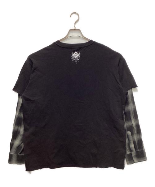 REFLEM（レフレム）REFLEM (レフレム) フェイクレイヤードチェックロンT ブラック サイズ:FREEの古着・服飾アイテム
