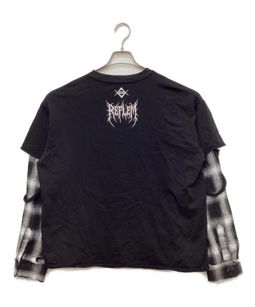 REFLEM（レフレム）REFLEM (レフレム) フェイクレイヤードチェックロンT ブラック サイズ:FREEの古着・服飾アイテム