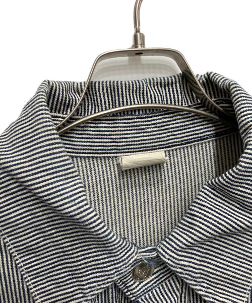 Pointer（ポインター）Pointer (ポインター) ヒッコリーカバーオール ブルー サイズ:Lの古着・服飾アイテム