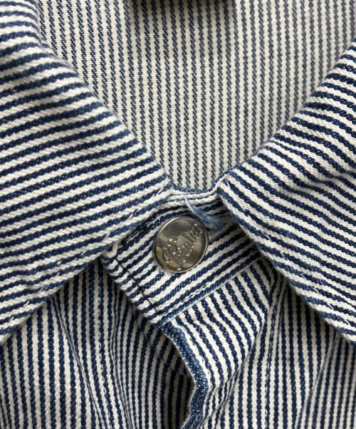 Pointer（ポインター）Pointer (ポインター) ヒッコリーカバーオール ブルー サイズ:Lの古着・服飾アイテム