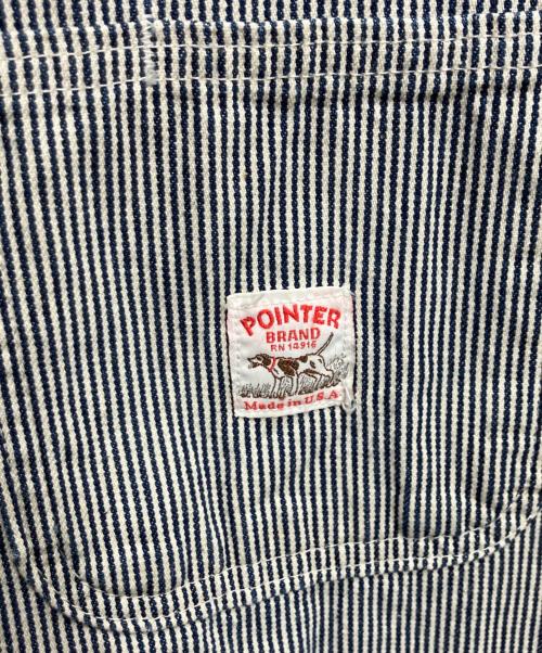 Pointer（ポインター）Pointer (ポインター) ヒッコリーカバーオール ブルー サイズ:Lの古着・服飾アイテム