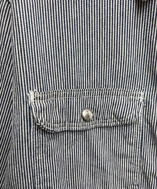 Pointer（ポインター）Pointer (ポインター) ヒッコリーカバーオール ブルー サイズ:Lの古着・服飾アイテム