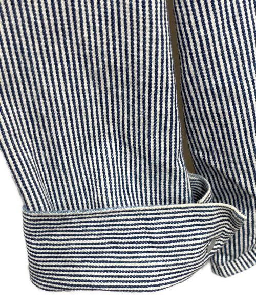 Pointer（ポインター）Pointer (ポインター) ヒッコリーカバーオール ブルー サイズ:Lの古着・服飾アイテム
