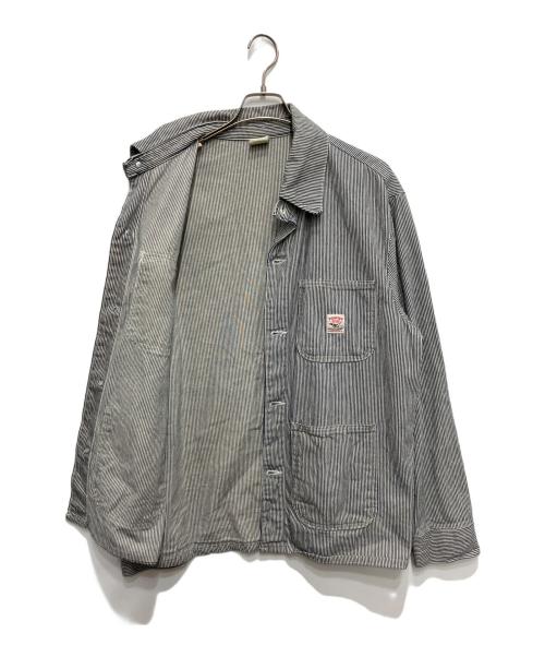 Pointer（ポインター）Pointer (ポインター) ヒッコリーカバーオール ブルー サイズ:Lの古着・服飾アイテム