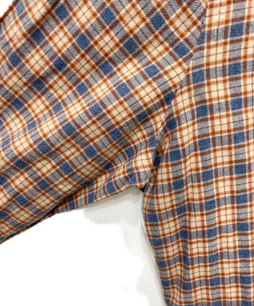 finamore（フィナモレ）finamore (フィナモレ) チェックネルワイドカラーシャツ ブラウン×ブルー サイズ:16/41の古着・服飾アイテム