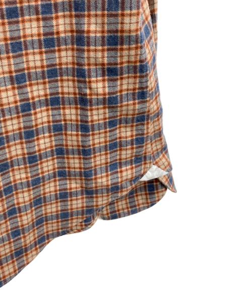finamore（フィナモレ）finamore (フィナモレ) チェックネルワイドカラーシャツ ブラウン×ブルー サイズ:16/41の古着・服飾アイテム