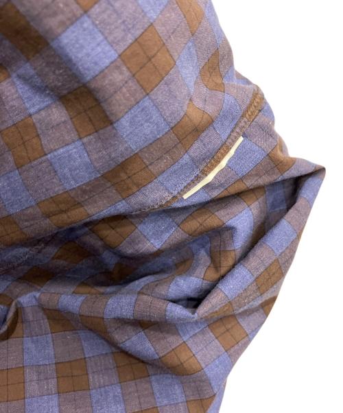 finamore（フィナモレ）finamore (フィナモレ) チェックワイドカラーシャツ ブラウン×ブルー サイズ:16/41の古着・服飾アイテム
