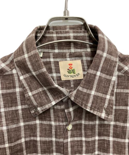 GUY ROVER（ギローバー）GUY ROVER (ギローバー) リネンチェックシャツ ブラウン サイズ: 16/41の古着・服飾アイテム