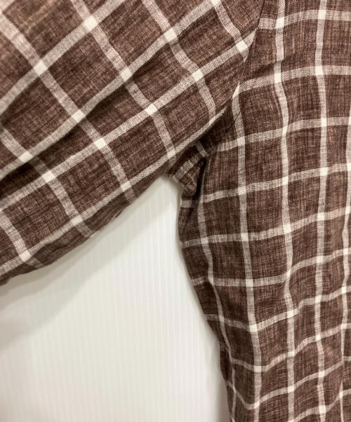 GUY ROVER（ギローバー）GUY ROVER (ギローバー) リネンチェックシャツ ブラウン サイズ: 16/41の古着・服飾アイテム