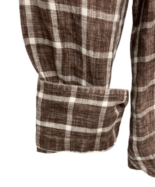 GUY ROVER（ギローバー）GUY ROVER (ギローバー) リネンチェックシャツ ブラウン サイズ: 16/41の古着・服飾アイテム