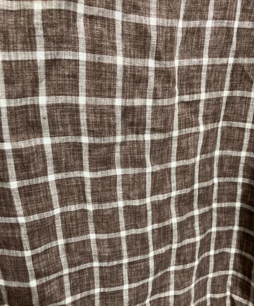 GUY ROVER（ギローバー）GUY ROVER (ギローバー) リネンチェックシャツ ブラウン サイズ: 16/41の古着・服飾アイテム