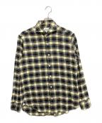 giannettoジャンネット）の古着「ワイドカラーチェックネルシャツ」｜ネイビー×イエロー