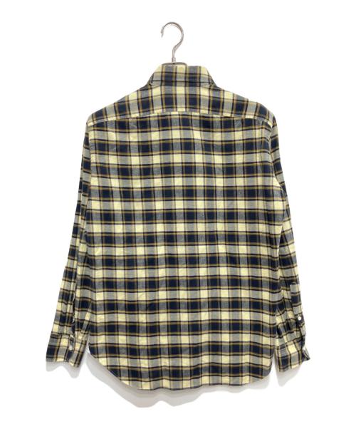 giannetto（ジャンネット）giannetto (ジャンネット) ワイドカラーチェックネルシャツ ネイビー×イエロー サイズ:16/41の古着・服飾アイテム