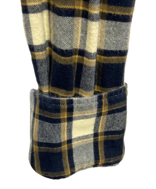 giannetto（ジャンネット）giannetto (ジャンネット) ワイドカラーチェックネルシャツ ネイビー×イエロー サイズ:16/41の古着・服飾アイテム