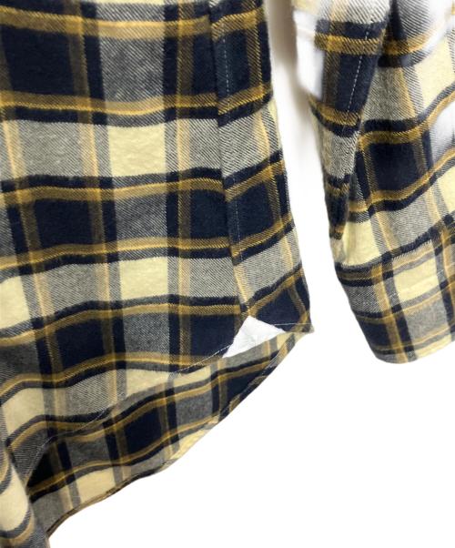 giannetto（ジャンネット）giannetto (ジャンネット) ワイドカラーチェックネルシャツ ネイビー×イエロー サイズ:16/41の古着・服飾アイテム