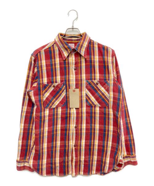 WAREHOUSE（ウエアハウス）WAREHOUSE (ウエアハウス) ヘビーネルシャツ レッド サイズ:Lの古着・服飾アイテム