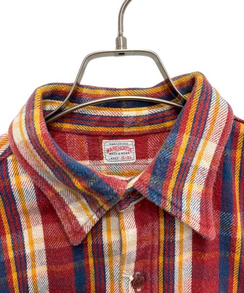 WAREHOUSE（ウエアハウス）WAREHOUSE (ウエアハウス) ヘビーネルシャツ レッド サイズ:Lの古着・服飾アイテム
