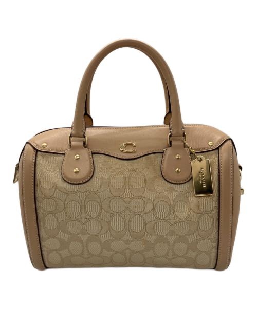 COACH（コーチ）COACH (コーチ) シグネチャーサッチェルミニボストンバッグ ベージュの古着・服飾アイテム
